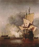 VELDE, Willem van de, the Younger The Cannon Shot (mk08) oil painting on canvas